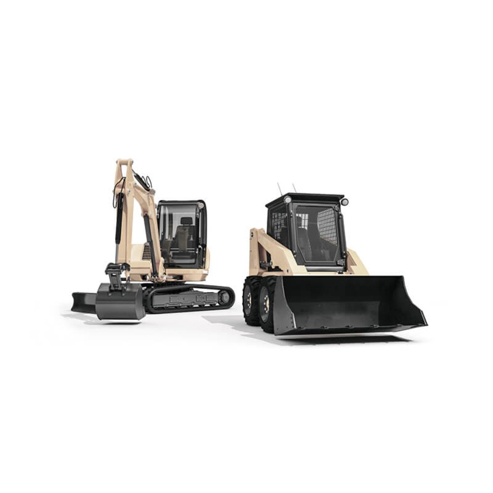 Cropped image of two excavators.